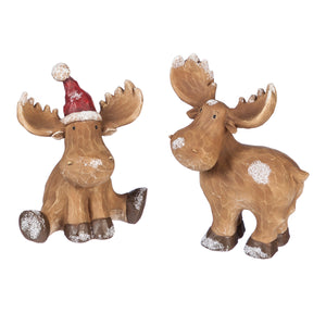 Polyresin Snowy Reindeer Decor, 2 Styles