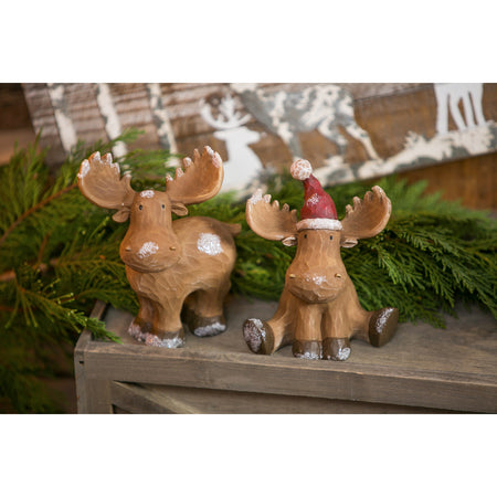 Polyresin Snowy Reindeer Decor, 2 Styles