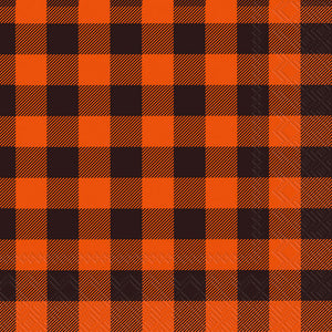 Paper Cocktail Napkin, 20 Count, Orange Plaid