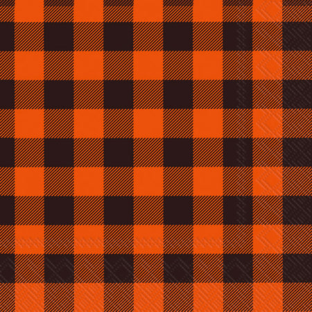 Paper Cocktail Napkin, 20 Count, Orange Plaid