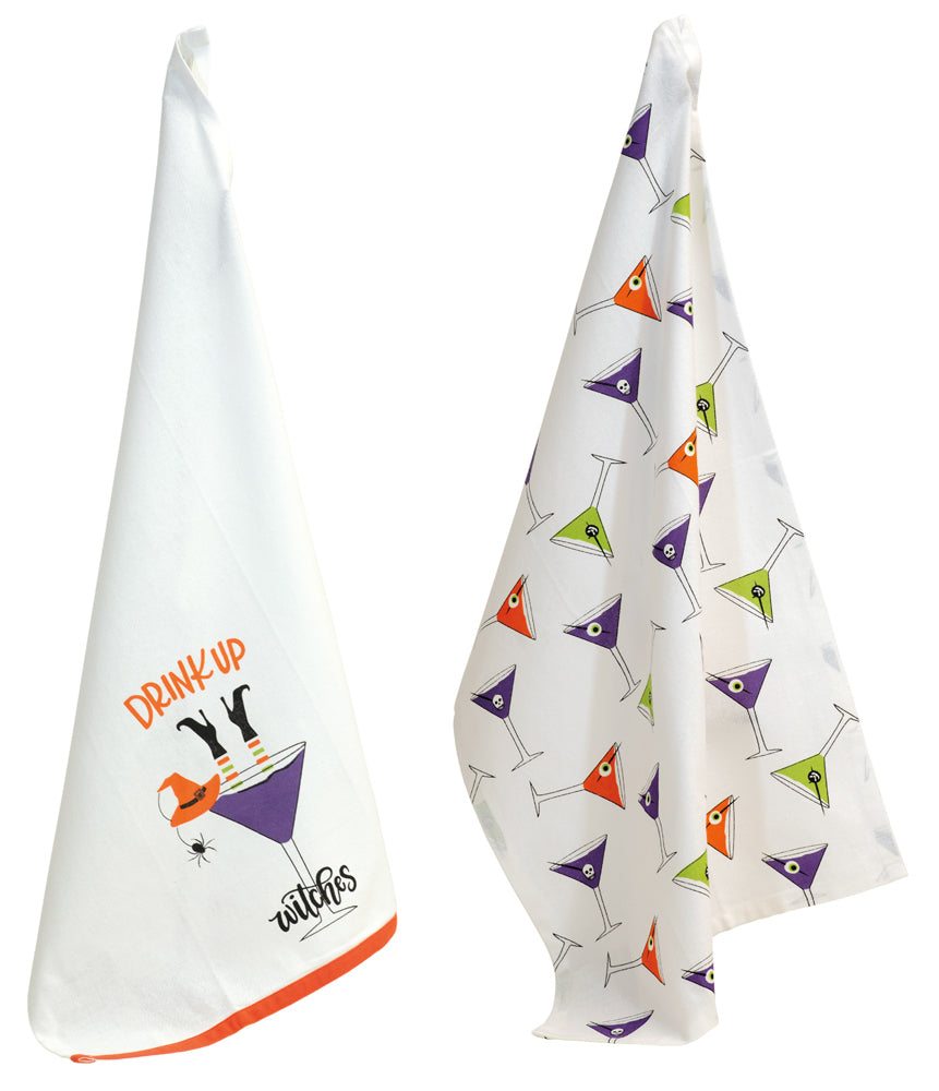 Tea Towel, Cotton, Martini Witches Set of 2