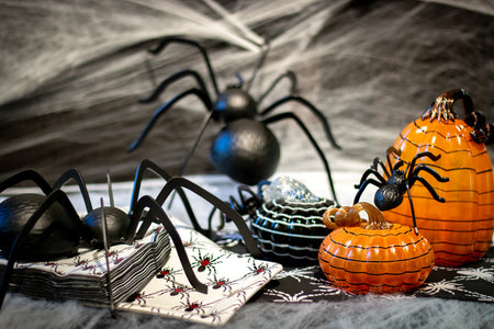 Glass Striped Black & Orange Pumpkin