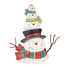 Load image into Gallery viewer, Stacked Snowmen Garden Statue, 12.75in
