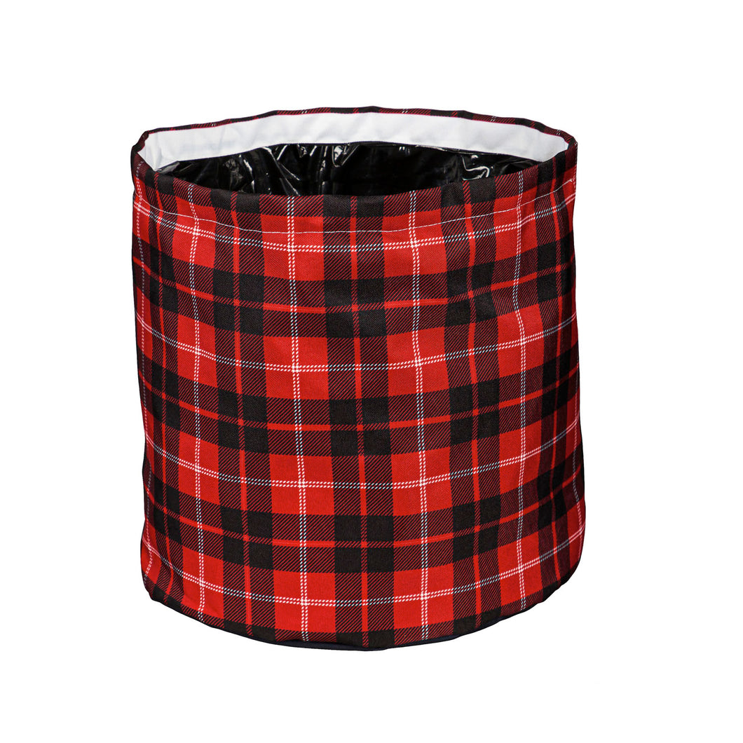 Pot, 12in, Fabric, Soft Christmas Tartan