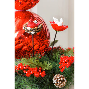 Christmas Bird in Foliage Nest Plant Pick, 14in