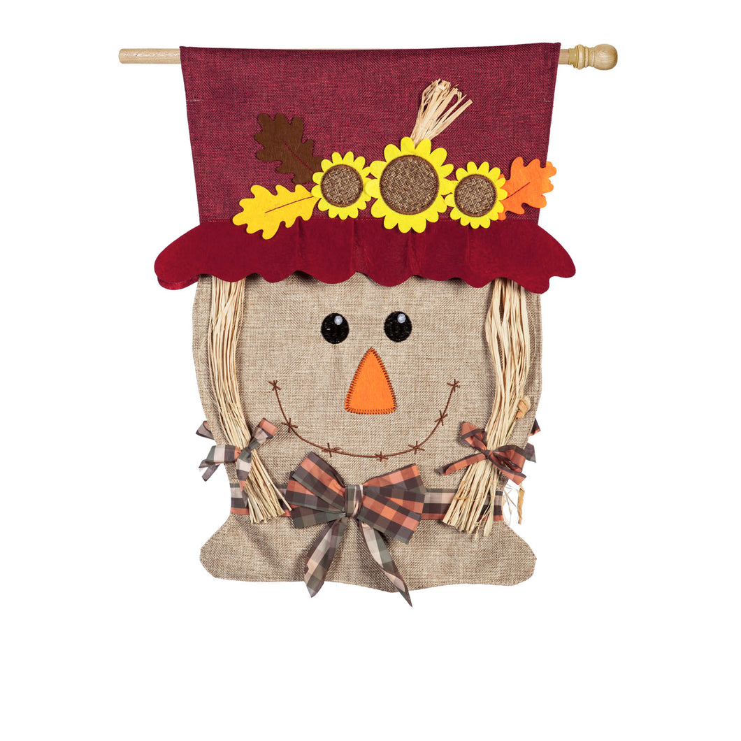 Mrs. Scarecrow Burlap House Flag