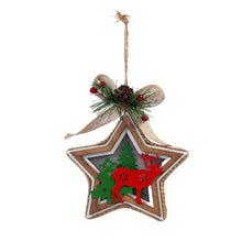 Load image into Gallery viewer, LED Wood Star with Reindeer Ornament, 2 Colors
