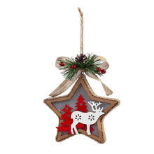 Load image into Gallery viewer, LED Wood Star with Reindeer Ornament, 2 Colors
