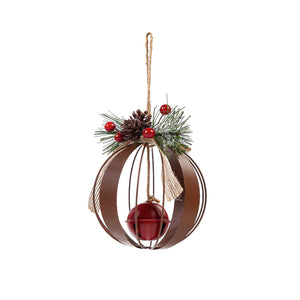 Metal Ornament with Bell & Greenery, 2 Styles