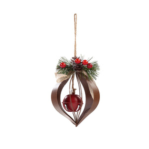 Metal Ornament with Bell & Greenery, 2 Styles