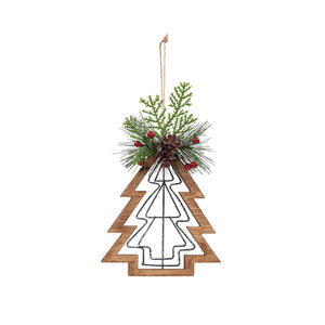 Wood Cutout Ornament with Wire & Greens, 2 Styles