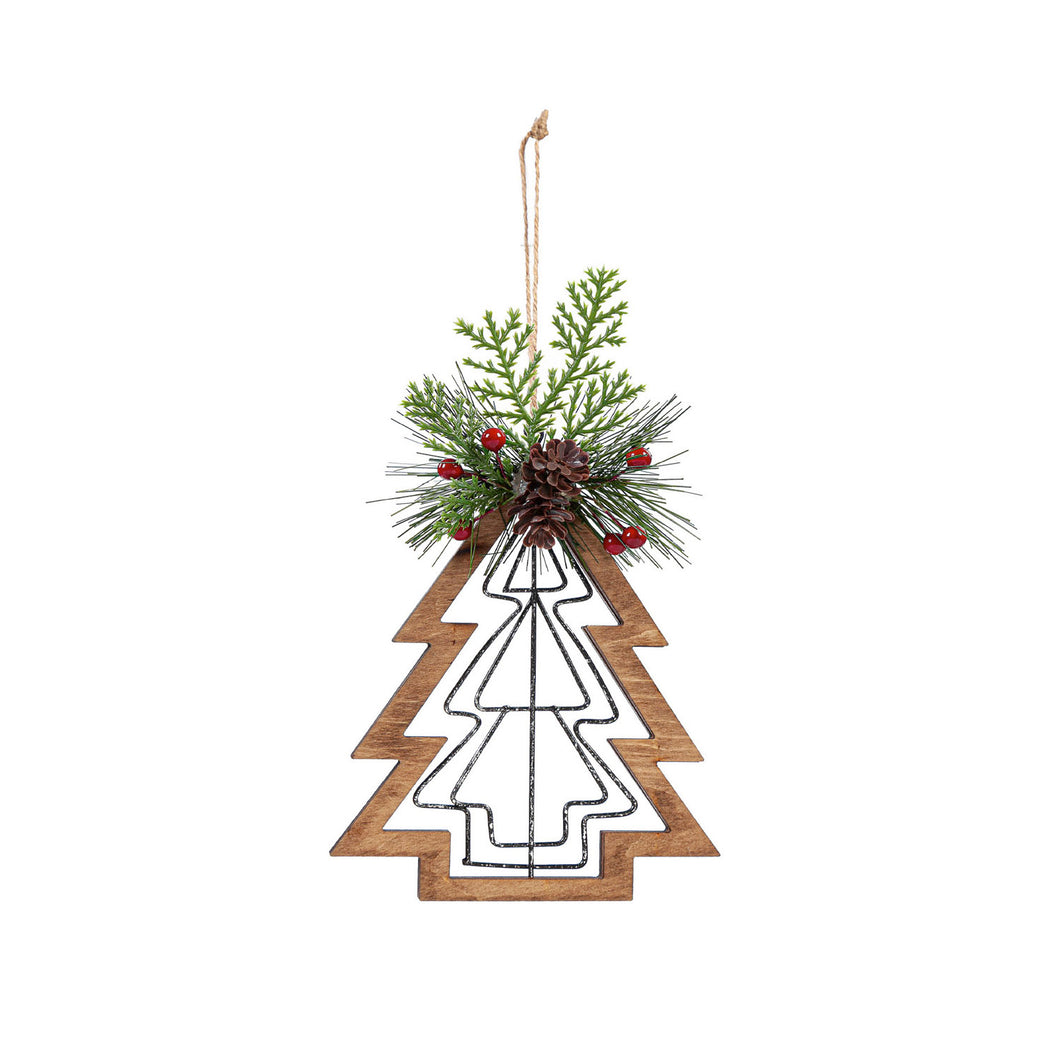 Wood Cutout Ornament with Wire & Greens, 2 Styles