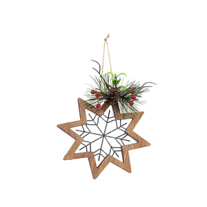 Wood Cutout Ornament with Wire & Greens, 2 Styles