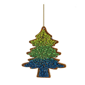 Wood Ombre Coloured Beaded Ornament, 2 Styles