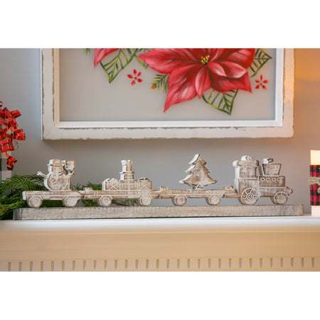 Wood Christmas Train Decor, 22in