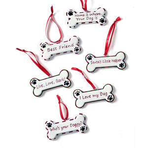 Polystone Dog Bone Ornament, 6 Styles