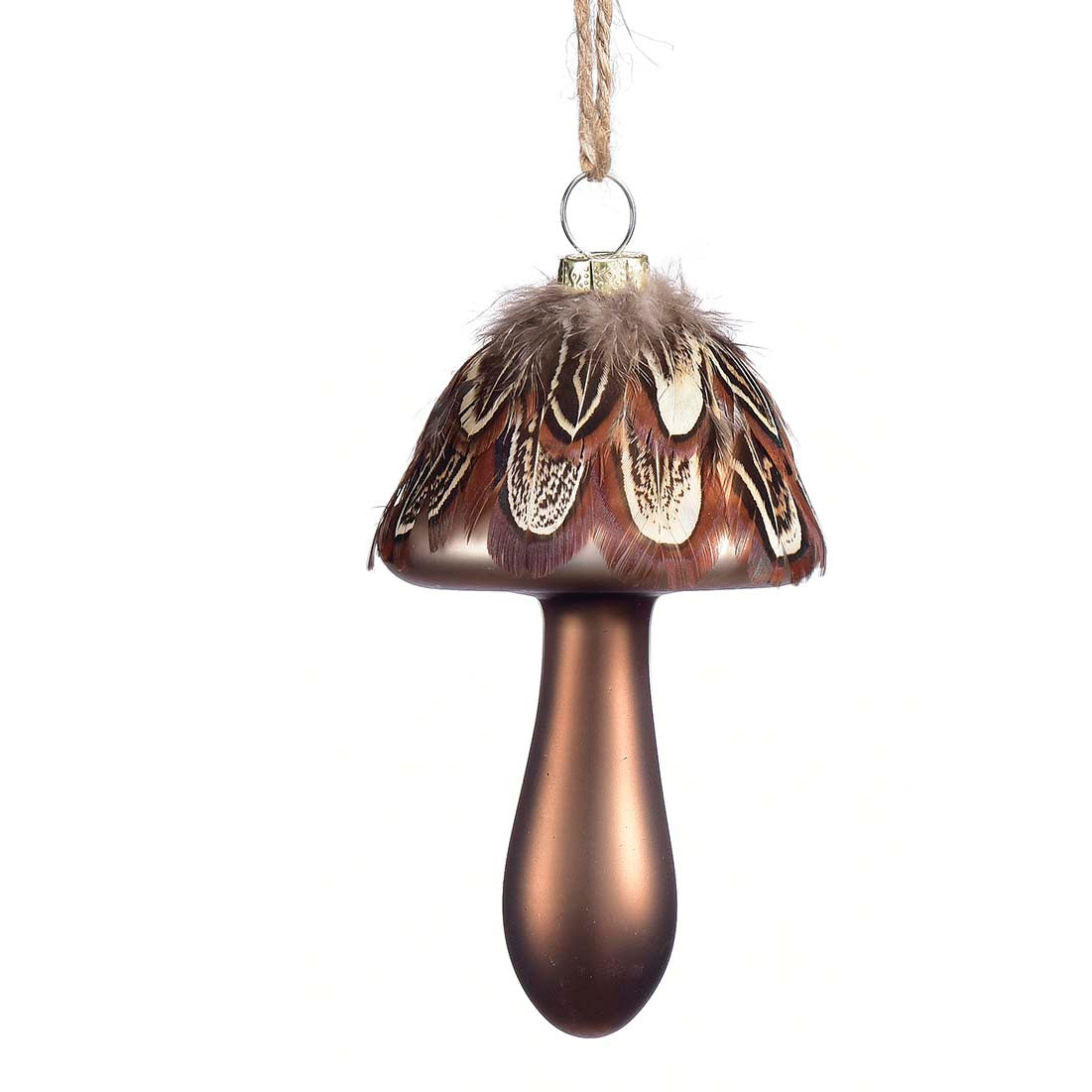 Glass and Feather Mushroom Ornament