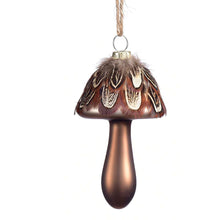 Load image into Gallery viewer, Glass and Feather Mushroom Ornament
