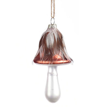 Load image into Gallery viewer, Glass and Feather Mushroom Ornament
