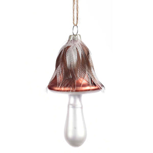 Glass and Feather Mushroom Ornament