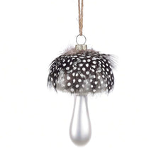 Load image into Gallery viewer, Glass and Feather Mushroom Ornament
