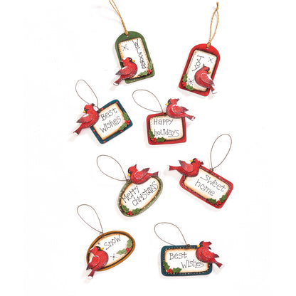 Wooden Cardinal Tag Ornament, 8 Styles