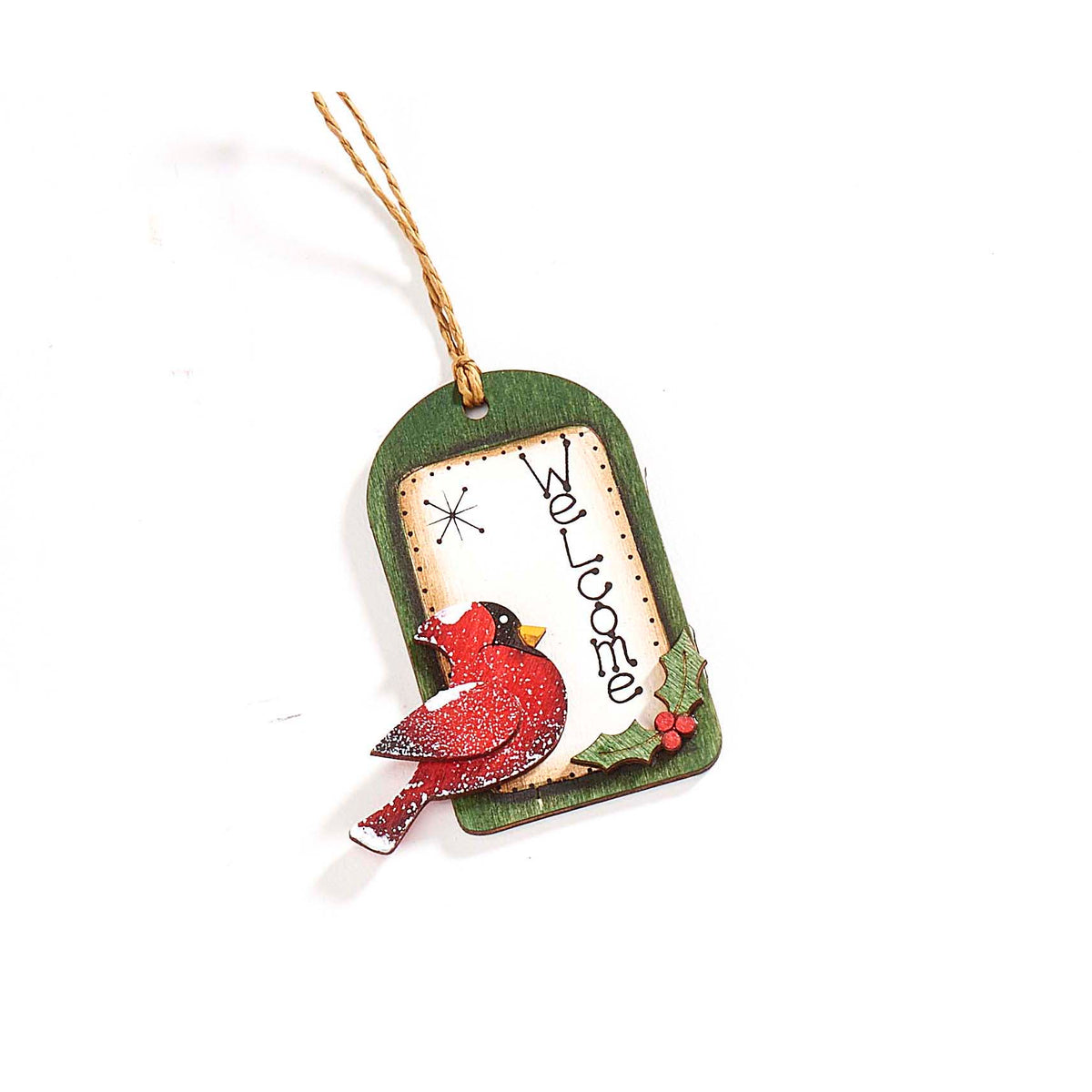 Wooden Cardinal Tag Ornament, 8 Styles
