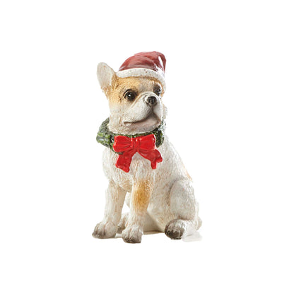 Polyresin Dog in Santa Hat Figurine, 4 Styles