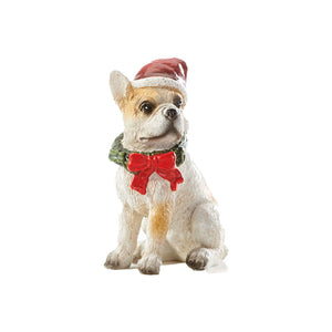 Polyresin Dog in Santa Hat Figurine, 4 Styles