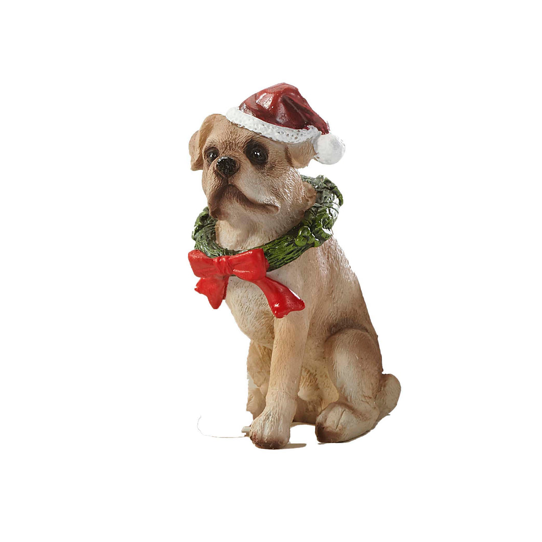 Polyresin Dog in Santa Hat Figurine, 4 Styles