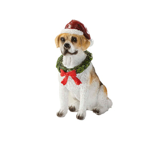 Polyresin Dog in Santa Hat Figurine, 4 Styles