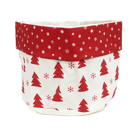 Red & White Scandi Christmas Paper Basket