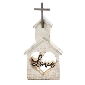 Polyresin Church Decor with Cut-Out Sentiment