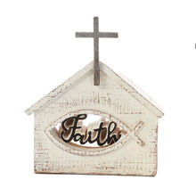 Load image into Gallery viewer, Polyresin Church Decor with Cut-Out Sentiment
