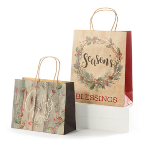 Paper Gift Bag with Christmas Greenery, 2 Styles