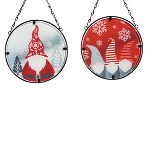 Glass Scandi Gnomes Suncatcher Ornament, 2 Styles