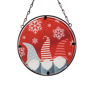 Glass Scandi Gnomes Suncatcher Ornament, 2 Styles