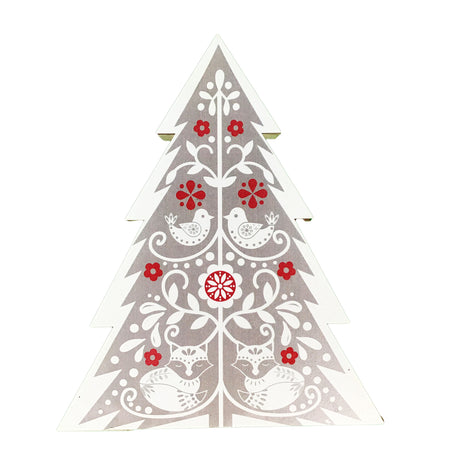 Scandi Print Christmas Tree Block, Large, Grey