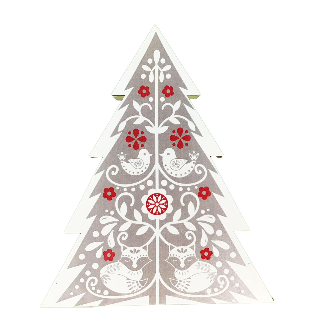 Scandi Print Christmas Tree Block, Large, Grey