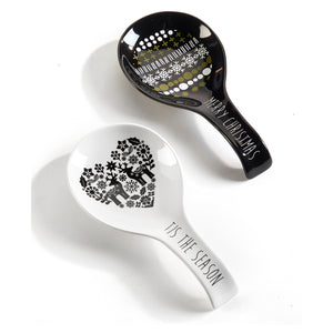 Black & White Scandi Ceramic Spoon Rest, 2 Styles