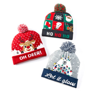 LED Christmas Toque with Pom Pom, 3 Styles