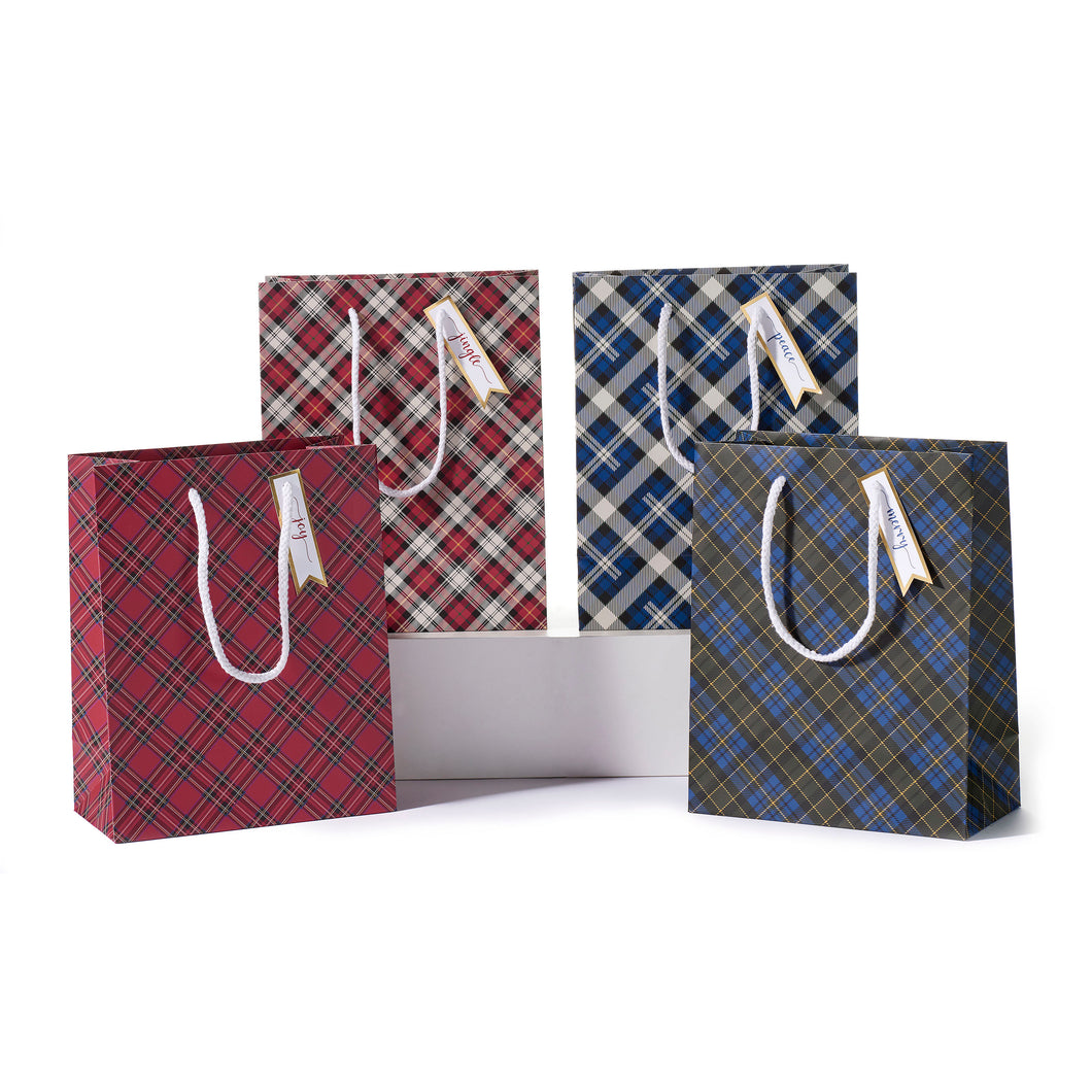 Christmas Plaid Paper Gift Bag, 4 Styles