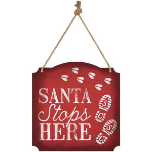 Metal Wall Sign, Santa Stops Here