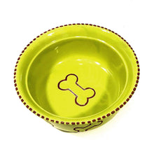 Load image into Gallery viewer, Dog Bowl, Bones, Green
