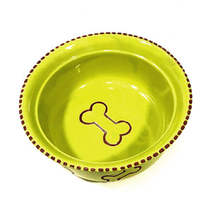 Dog Bowl, Bones, Green