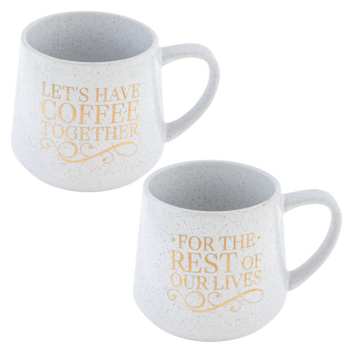 Chic Ceramic Mug, Coffee Together, 16oz, Set of 2