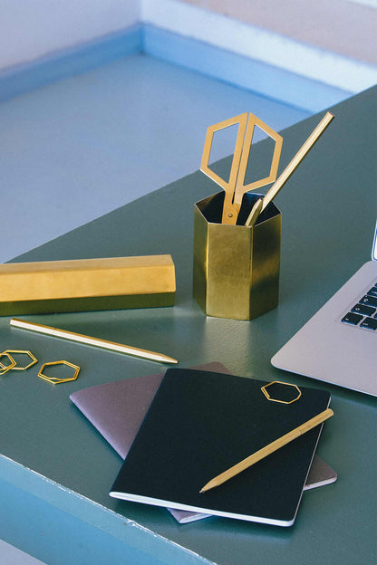 Hex Scissors, Stainless Steel, Gold