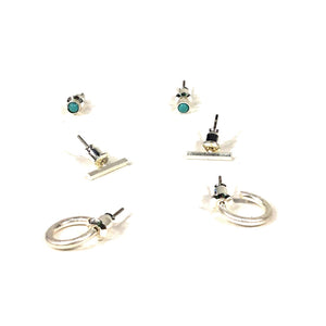 Scarlett Stud Earring Trio, Silver