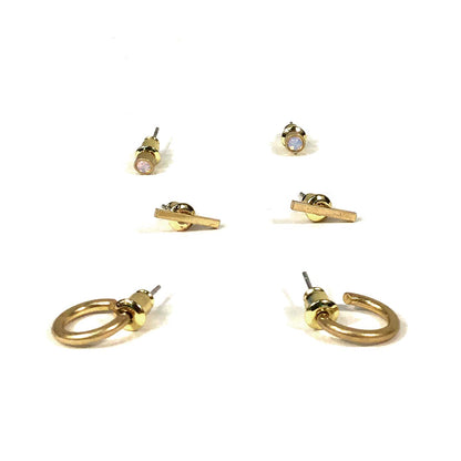 Scarlett Stud Earring Trio, Gold