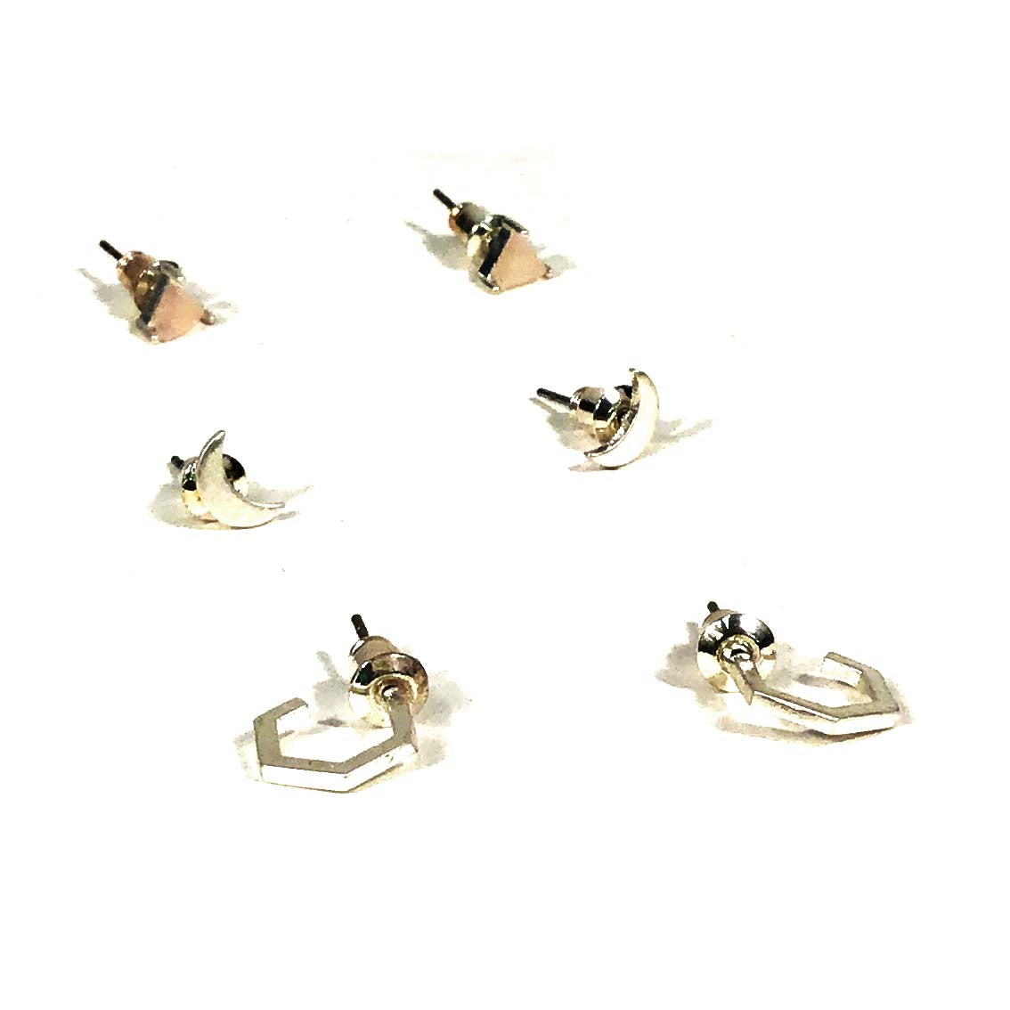 Ella Stud Earring Trio, Silver